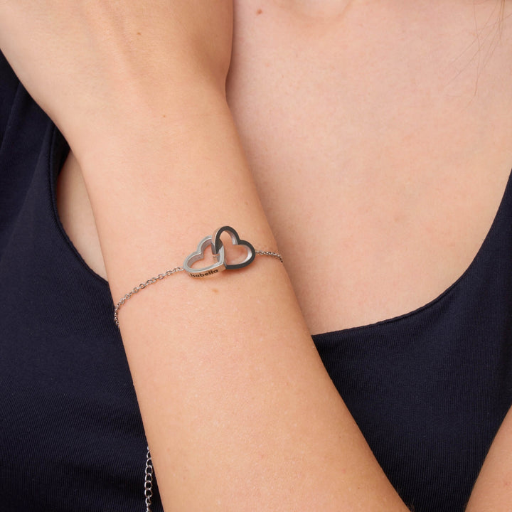Personalized Double Hearts Bracelet